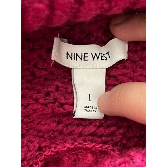 NWOT Nine West Womens Large Turtleneck Sweater Fuchsia 75% Acrylic 25% Polyester - Picture 5 of 9